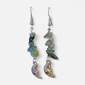 Agate Moon Pendant Earrings 🌙
